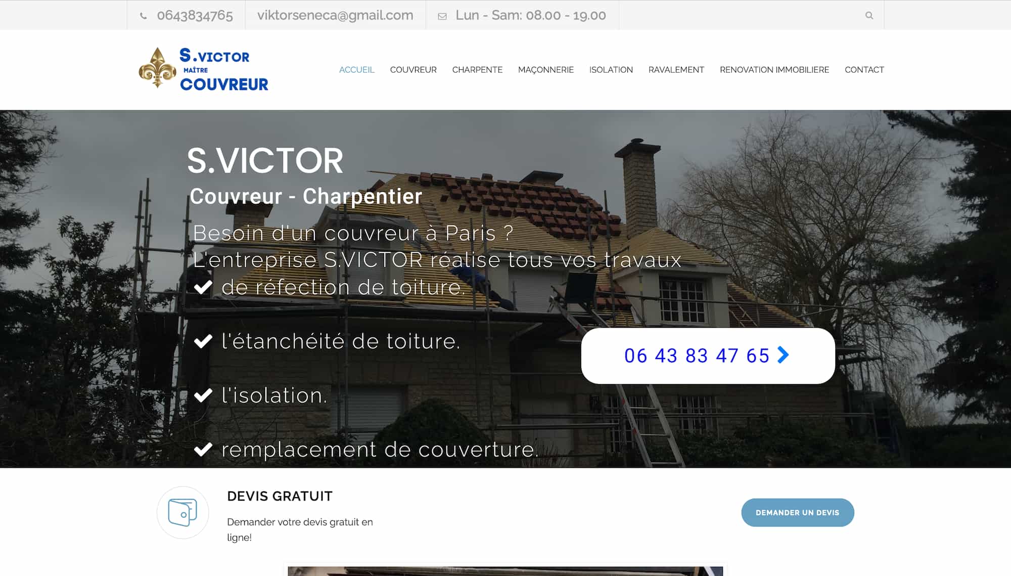 Site web S.victor couvreur